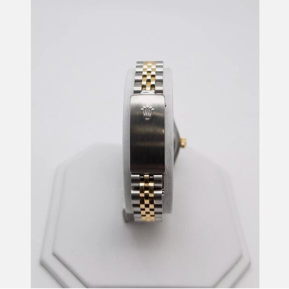 ROLEX LADIES BLUE FACE DIAMOND FACTORY 18K SS WATCH main image 4